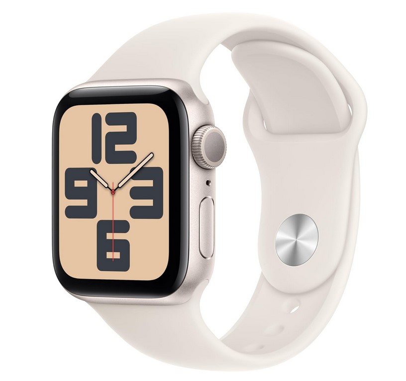Apple Reloj SE (2ª generación) [GPS 1.575 in] Smartwatch con caja de aluminio Starlight con correa deportiva Starlight S/M. Monitores de fitness y sueño, detección de choques, monitor de frecuencia