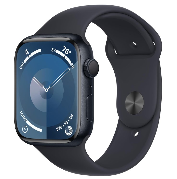 Apple Reloj inteligente de la serie 9 [GPS de 1.772 in] con caja de aluminio medianoche con correa deportiva de medianoche M/L. rastreador de fitness, aplicaciones de oxígeno en sangre y ECG, pantalla
