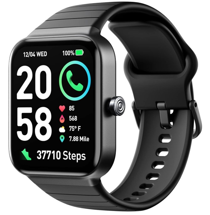 Fitpolo Reloj inteligente para hombres y mujeres, relojes de fitness de 1.8 pulgadas, llamada Alexa 100+ entrenamientos, monitor de frecuencia cardíaca SpO2, contador de pasos de calorías para dormir,